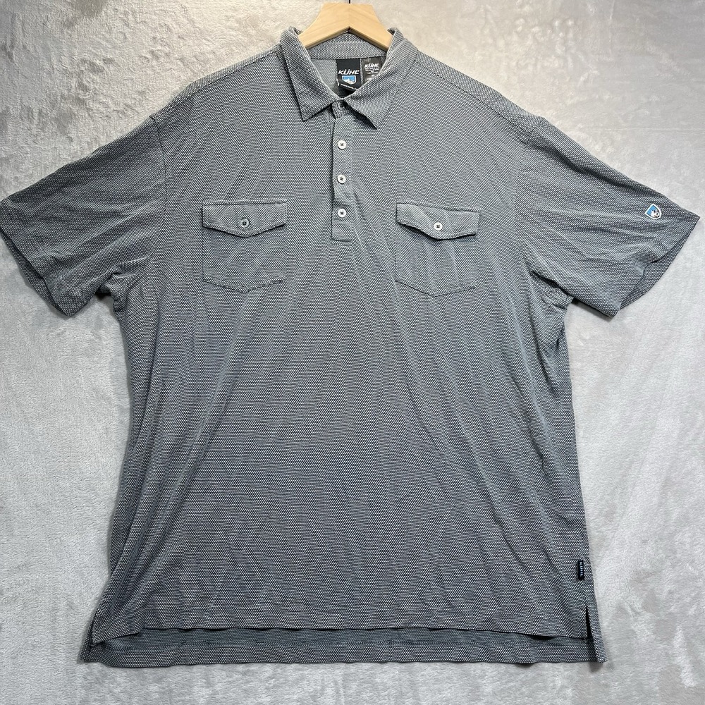 Kuhl Shirt Mens Gray Polo With Pockets Geometric Outdoor Hiking